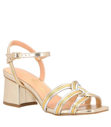 SANDÁLIA SALTO BLOCO MÉDIO LUIZA BARCELOS DOURADO