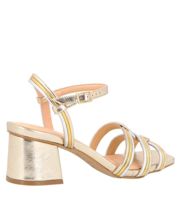 SANDÁLIA SALTO BLOCO MÉDIO LUIZA BARCELOS DOURADO
