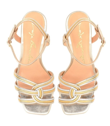 SANDÁLIA SALTO BLOCO MÉDIO LUIZA BARCELOS DOURADO