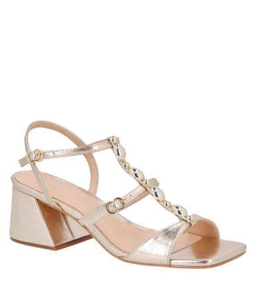 SANDÁLIA SALTO BLOCO MÉDIO LUIZA BARCELOS DOURADO