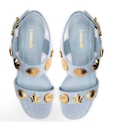 SANDÁLIA SALTO BLOCO MÉDIO MADISON MAYA LARROUDÉ AZUL