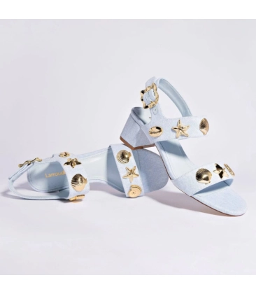 SANDÁLIA SALTO BLOCO MÉDIO MADISON MAYA LARROUDÉ AZUL