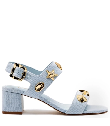 SANDÁLIA SALTO BLOCO MÉDIO MADISON MAYA LARROUDÉ AZUL