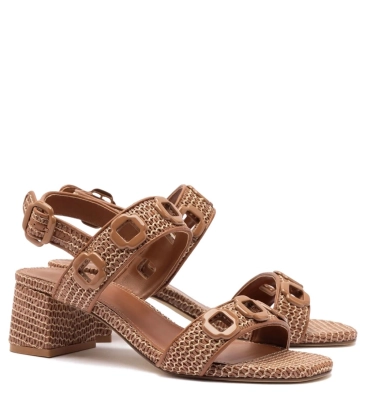 SANDÁLIA SALTO BLOCO MÉDIO MILAN LARROUDÉ MARROM