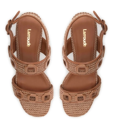 SANDÁLIA SALTO BLOCO MÉDIO MILAN LARROUDÉ MARROM