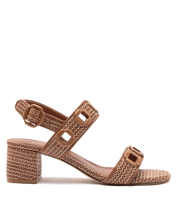 SANDÁLIA SALTO BLOCO MÉDIO MILAN LARROUDÉ MARROM