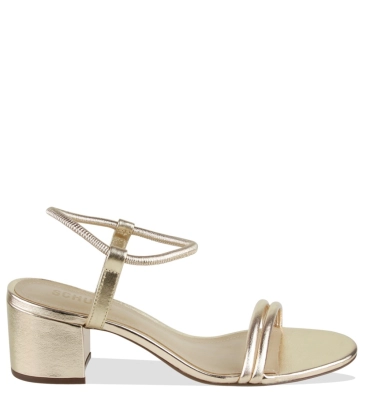 SANDÁLIA SALTO BLOCO MÉDIO SCHUTZ DOURADO