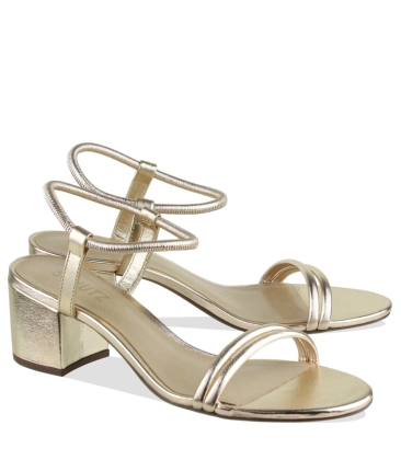 SANDÁLIA SALTO BLOCO MÉDIO SCHUTZ DOURADO