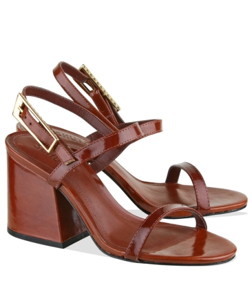 SANDÁLIA SALTO BLOCO MÉDIO SCHUTZ MARROM