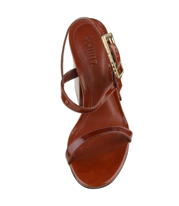 SANDÁLIA SALTO BLOCO MÉDIO SCHUTZ MARROM
