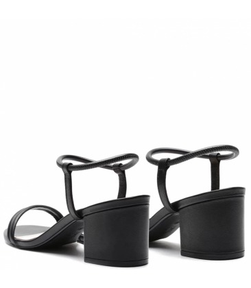 Sandália Salto Bloco Tiras Couro Preta | Schutz