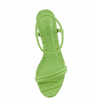 Sandália Salto Couro Tiras Verde | Schutz