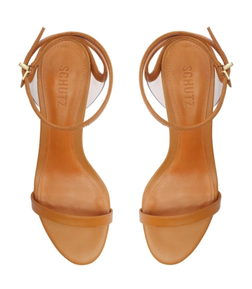 SANDÁLIA SALTO BLOCO MÉDIO SKYE SCHUTZ MARROM