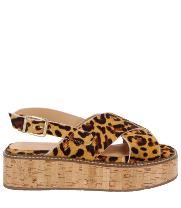 SANDÁLIA SALTO MÉDIO FLATFORM LUIZA BARCELOS ANIMAL PRINT