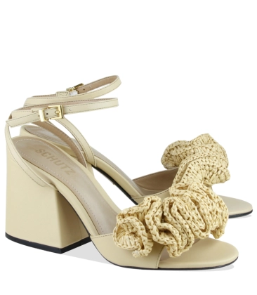 SANDÁLIA SALTO MÉDIO FLORENCE SCHUTZ BEGE