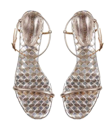 SANDÁLIA SALTO MÉDIO GAYA PAULA TORRES DOURADO