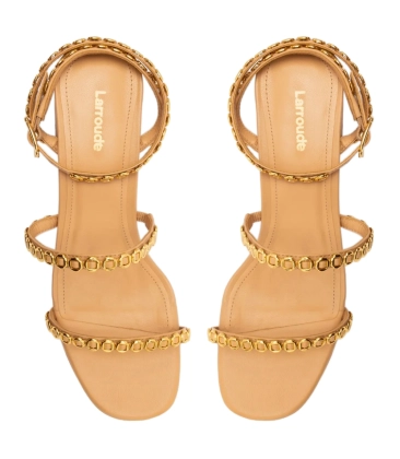 SANDÁLIA SALTO MÉDIO GIO MILANINA LARROUDÉ BEGE