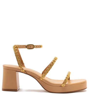 SANDÁLIA SALTO MÉDIO GIO MILANINA LARROUDÉ BEGE