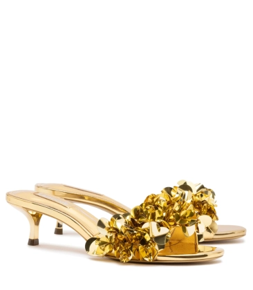 SANDÁLIA SALTO MÉDIO GRETA DISCO LARROUDÉ DOURADO