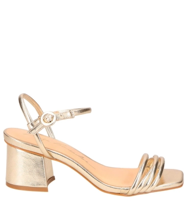 SANDÁLIA SALTO MÉDIO LUIZA BARCELOS DOURADO