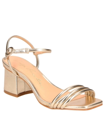 SANDÁLIA SALTO MÉDIO LUIZA BARCELOS DOURADO