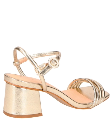 SANDÁLIA SALTO MÉDIO LUIZA BARCELOS DOURADO