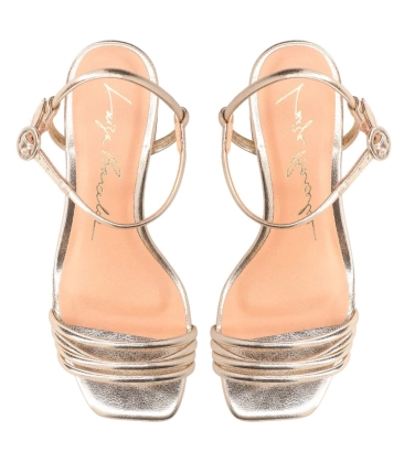 SANDÁLIA SALTO MÉDIO LUIZA BARCELOS DOURADO