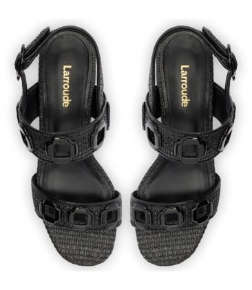 SANDÁLIA SALTO MÉDIO MILAN LARROUDÉ PRETO