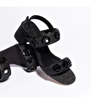 SANDÁLIA SALTO MÉDIO MILAN LARROUDÉ PRETO