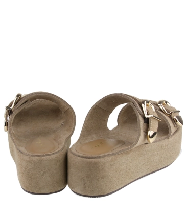 SANDÁLIA SALTO MÉDIO PLATAFORMA LUIZA BARCELOS BEGE