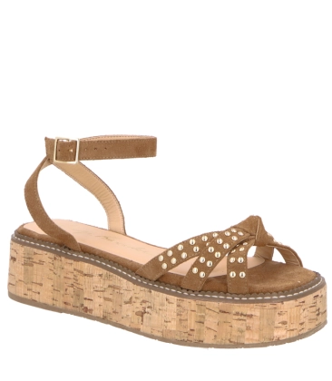 SANDÁLIA SALTO MÉDIO PLATAFORMA LUIZA BARCELOS CARAMELO