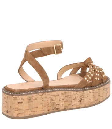 SANDÁLIA SALTO MÉDIO PLATAFORMA LUIZA BARCELOS CARAMELO
