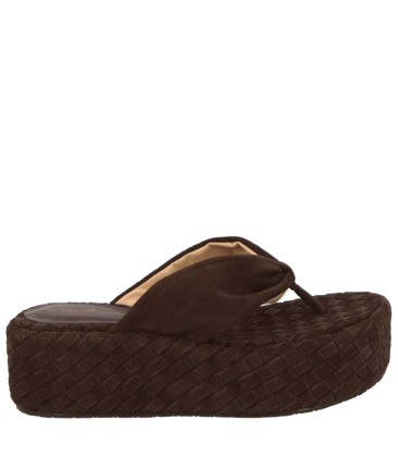 SANDÁLIA SALTO MÉDIO PLATAFORMA LUIZA BARCELOS MARROM