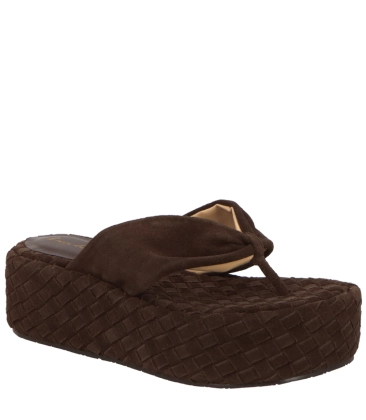 SANDÁLIA SALTO MÉDIO PLATAFORMA LUIZA BARCELOS MARROM