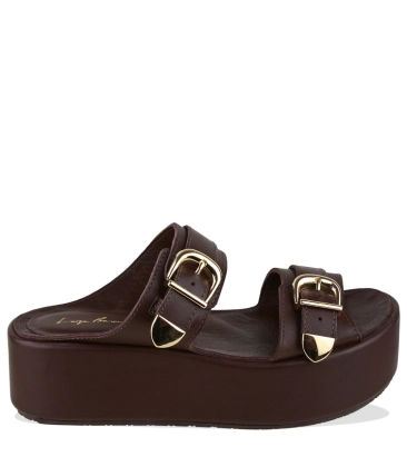 SANDÁLIA SALTO MÉDIO PLATAFORMA LUIZA BARCELOS MARROM