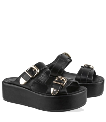 SANDÁLIA SALTO MÉDIO PLATAFORMA LUIZA BARCELOS PRETO