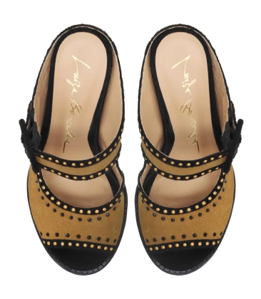 SANDÁLA SALTO ALTO PEEP TOE LUIZA BARCELOS BEGE
