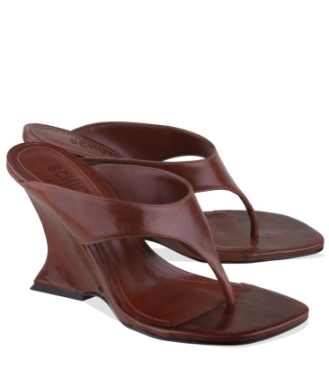 SANDÁLIA ANABELA SALTO ALTO MAYA SCHUTZ MARROM