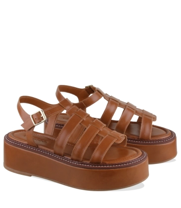 SANDÁLIA FLATFORM SALTO MÉDIO BENTANA CARAMELO