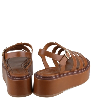 SANDÁLIA FLATFORM SALTO MÉDIO BENTANA CARAMELO