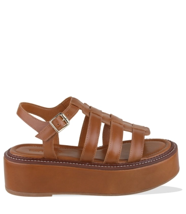 SANDÁLIA FLATFORM SALTO MÉDIO BENTANA CARAMELO