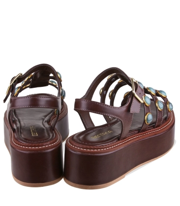 SANDÁLIA FLATFORM SALTO MÉDIO BENTANA MARROM