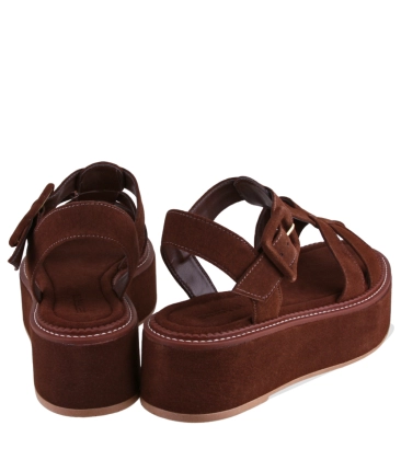 SANDÁLIA FLATFORM SALTO MÉDIO BENTANA MARROM