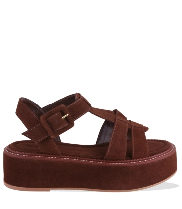 SANDÁLIA FLATFORM SALTO MÉDIO BENTANA MARROM
