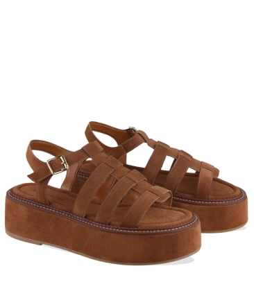 SANDÁLIA FLATFORM SALTO MÉDIO BENTANA MARROM