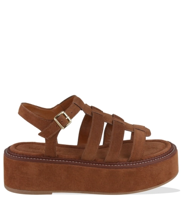 SANDÁLIA FLATFORM SALTO MÉDIO BENTANA MARROM