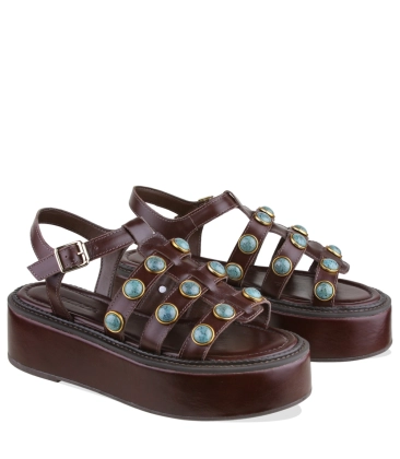 SANDÁLIA FLATFORM SALTO MÉDIO BENTANA MARROM