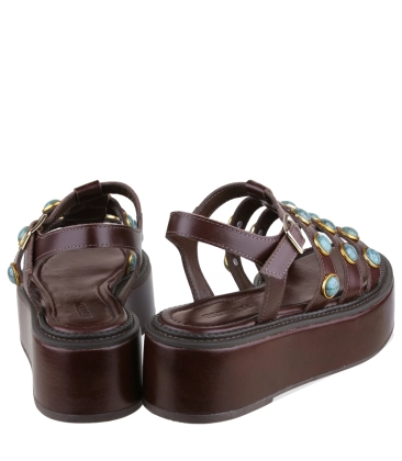 SANDÁLIA FLATFORM SALTO MÉDIO BENTANA MARROM