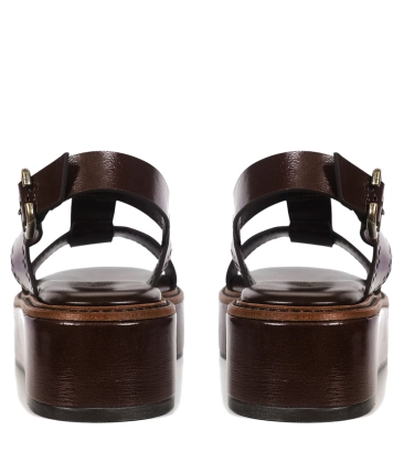 SANDÁLIA FLATFORM SALTO MÉDIO GIU PAULA TORRES MARROM