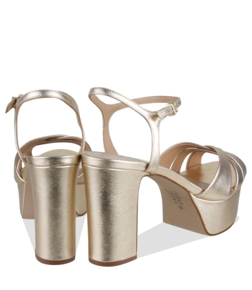 SANDÁLIA PLATAFORMA SALTO ALTO KEEFA SCHUTZ DOURADO